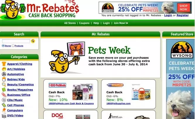美国购物返利网站Mrrebates