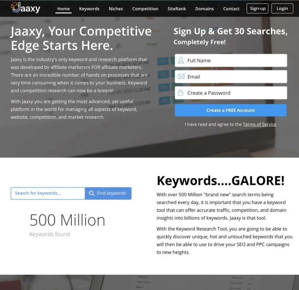 jaaxy新版主页界面