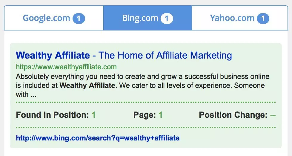 google, bing, yahoo关键词搜索排名结果