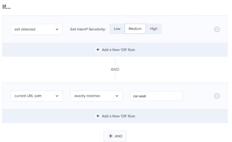 使用OptinMonster的显示规则将opt-in定向到特定页面。
