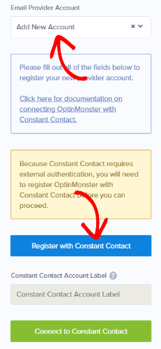 添加constant contact集成