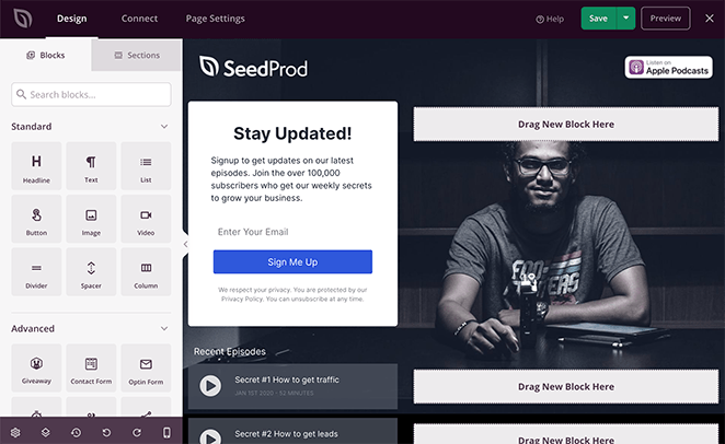 SeedProd 页面构建器布局