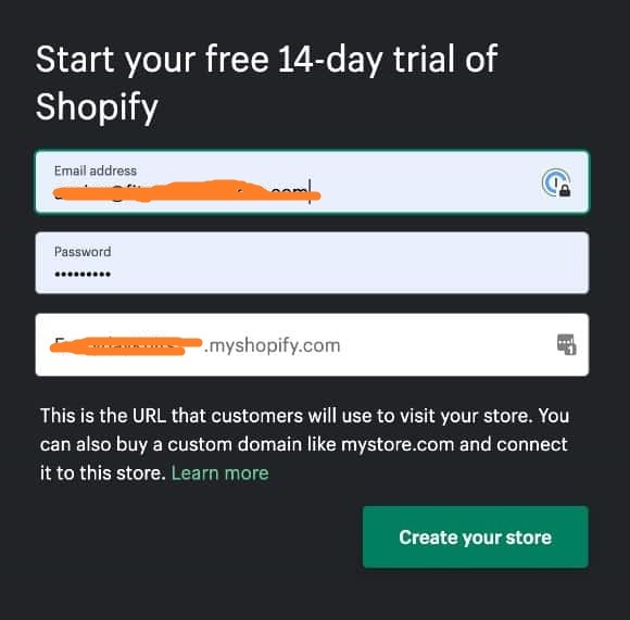 注册 Shopify 帐户