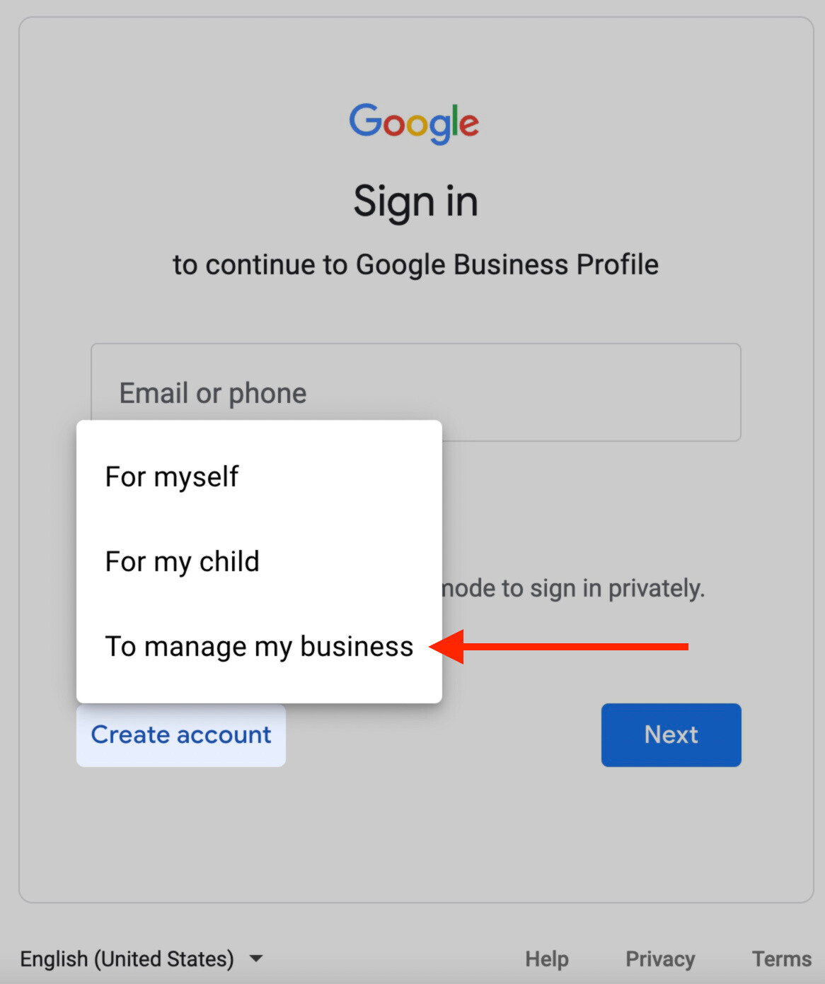 登录 Google 以管理您的业务
