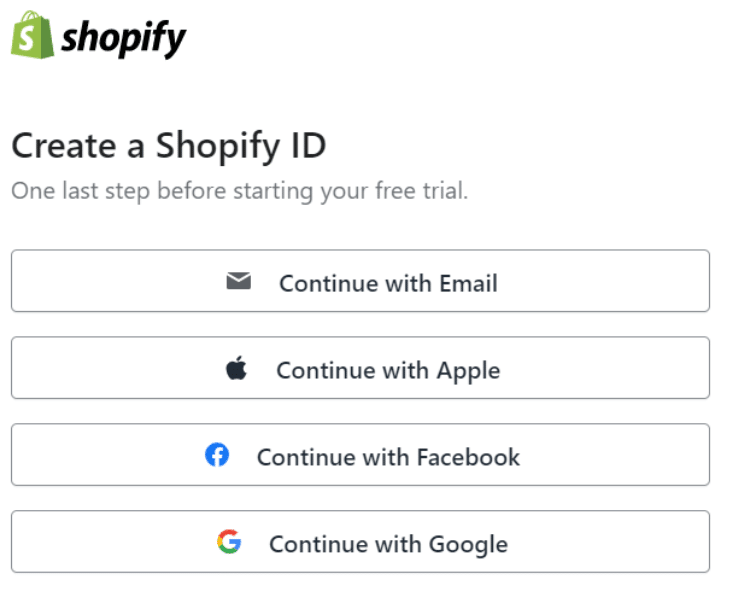创建 Shopify ID