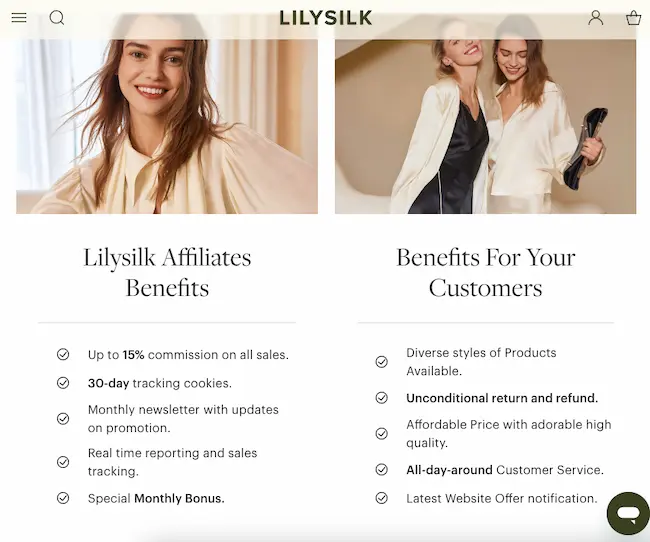 Lilysilk 的成人利基联盟计划示例