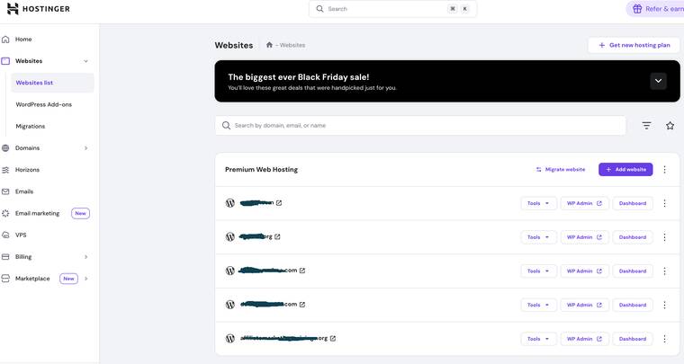 我的 Hostinger 账户截图